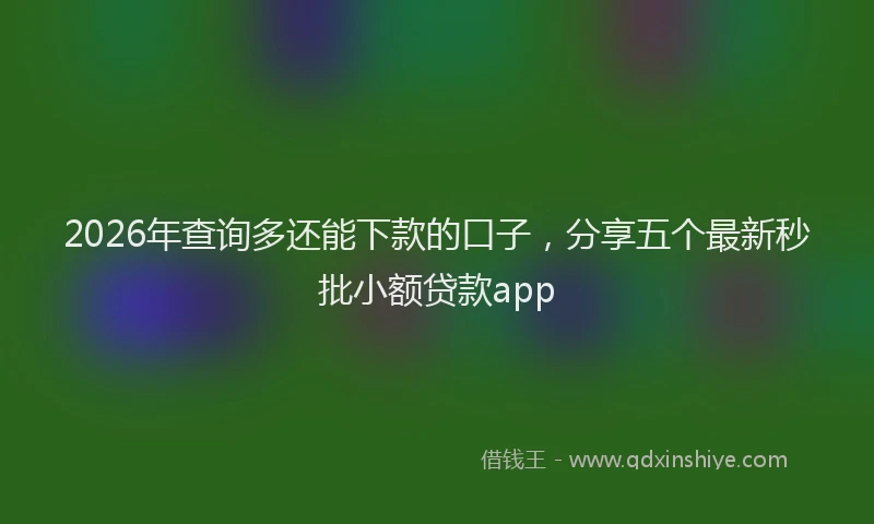 2026年查询多还能下款的口子，分享五个最新秒批小额贷款app