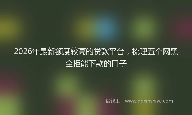 2026年最新额度较高的贷款平台，梳理五个网黑全拒能下款的口子