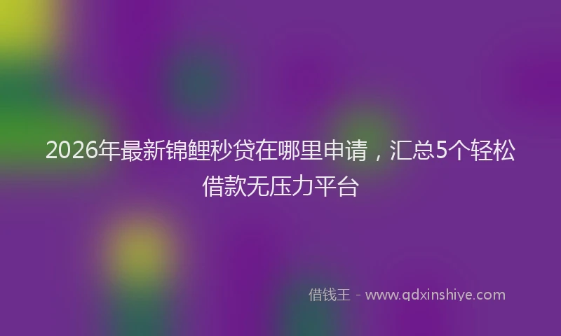 2026年最新锦鲤秒贷在哪里申请，汇总5个轻松借款无压力平台