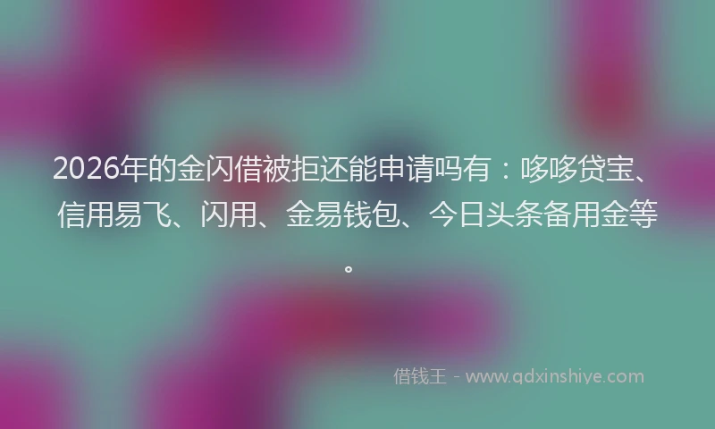 2026年的金闪借被拒还能申请吗有：哆哆贷宝、信用易飞、闪用、金易钱包、今日头条备用金等。