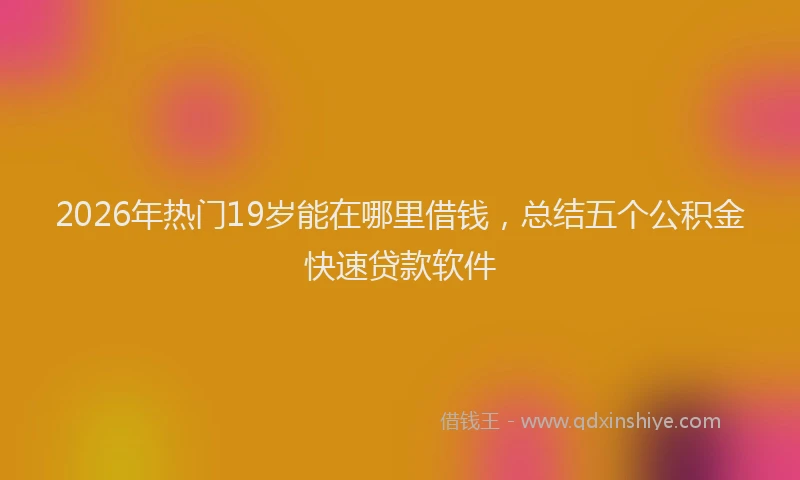 2026年热门19岁能在哪里借钱，总结五个公积金快速贷款软件
