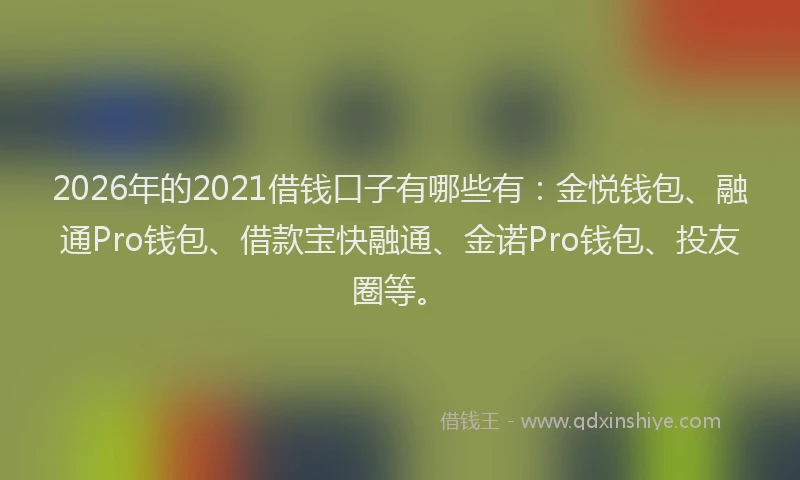 2026年的2021借钱口子有哪些有：金悦钱包、融通Pro钱包、借款宝快融通、金诺Pro钱包、投友圈等。