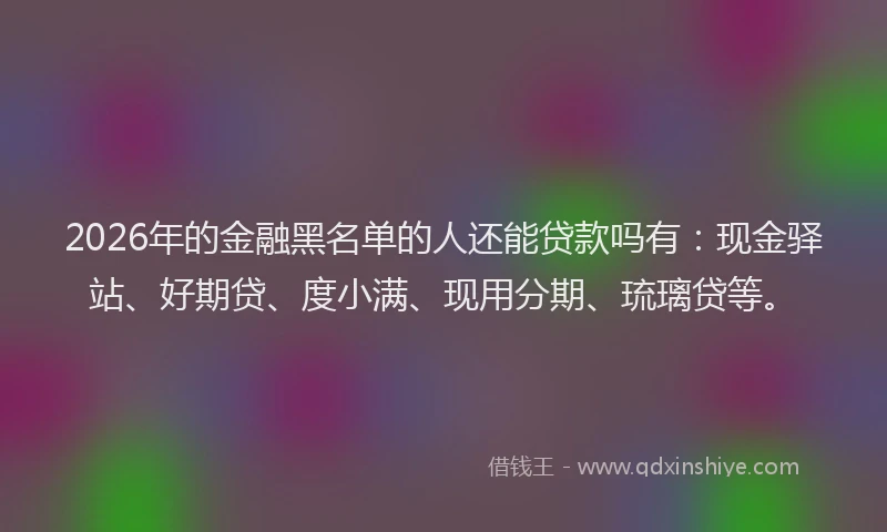 2026年的金融黑名单的人还能贷款吗有：现金驿站、好期贷、度小满、现用分期、琉璃贷等。