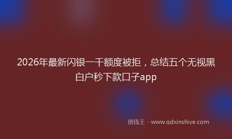 2026年最新闪银一千额度被拒，总结五个无视黑白户秒下款口子app