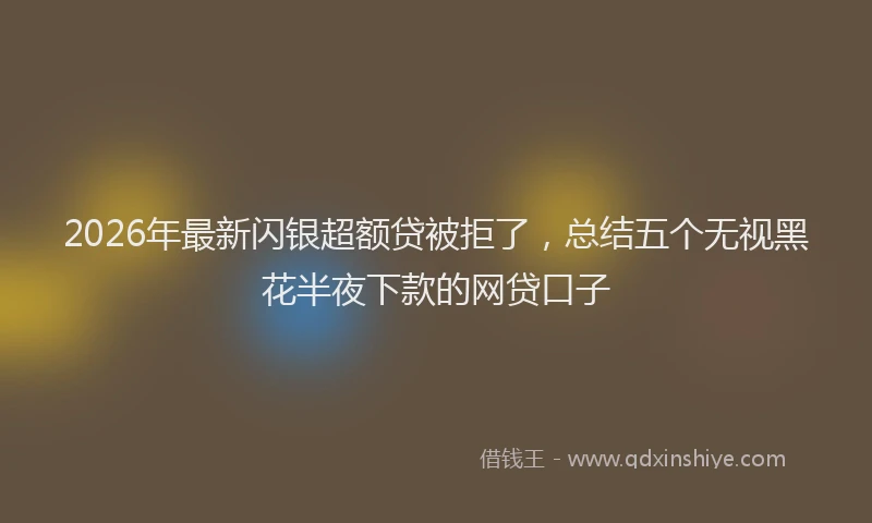 2026年最新闪银超额贷被拒了，总结五个无视黑花半夜下款的网贷口子