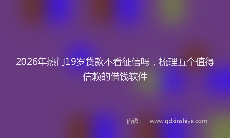 2026年热门19岁贷款不看征信吗，梳理五个值得信赖的借钱软件