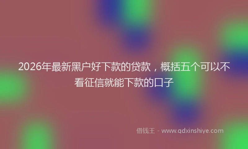 2026年最新黑户好下款的贷款，概括五个可以不看征信就能下款的口子