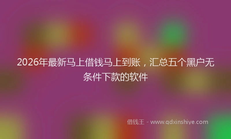 2026年最新马上借钱马上到账，汇总五个黑户无条件下款的软件