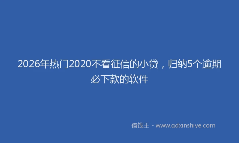 2026年热门2020不看征信的小贷，归纳5个逾期必下款的软件