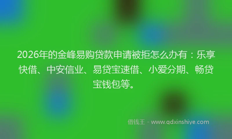 2026年的金峰易购贷款申请被拒怎么办有：乐享快借、中安信业、易贷宝速借、小爱分期、畅贷宝钱包等。