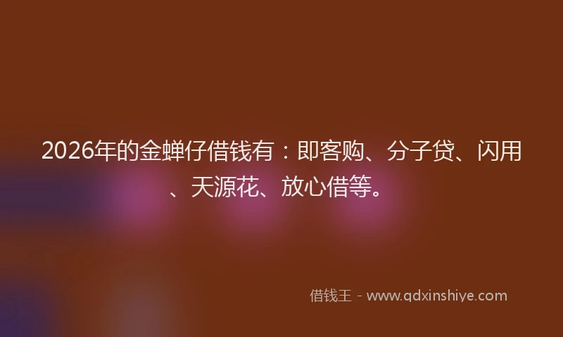 2026年的金蝉仔借钱有：即客购、分子贷、闪用、天源花、放心借等。