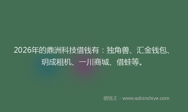 2026年的鼎洲科技借钱有：独角兽、汇金钱包、玥成租机、一川商城、借蛙等。