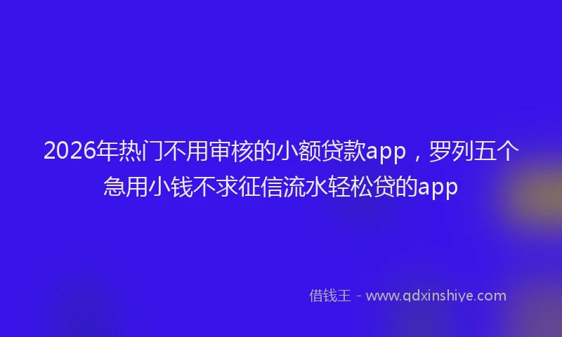 2026年热门不用审核的小额贷款app，罗列五个急用小钱不求征信流水轻松贷的app