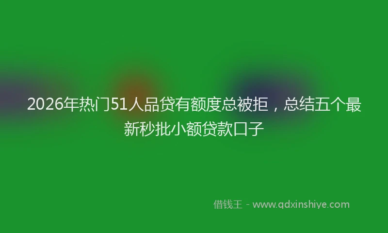 2026年热门51人品贷有额度总被拒，总结五个最新秒批小额贷款口子