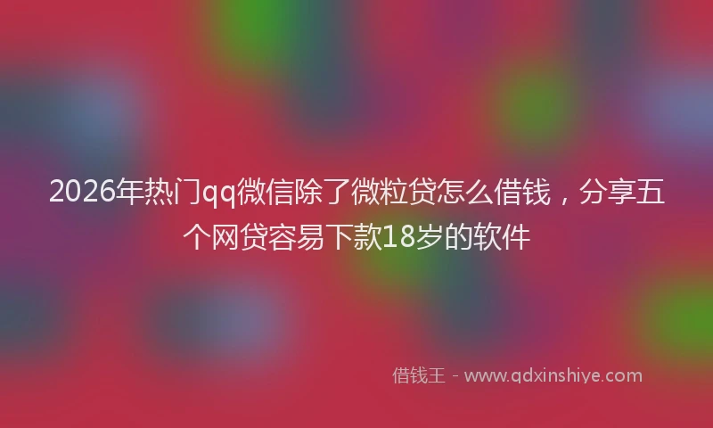 2026年热门qq微信除了微粒贷怎么借钱，分享五个网贷容易下款18岁的软件