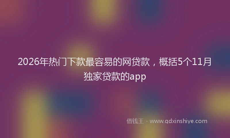2026年热门下款最容易的网贷款，概括5个11月独家贷款的app