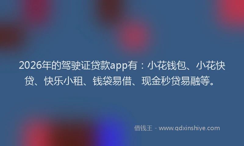 2026年的驾驶证贷款app有：小花钱包、小花快贷、快乐小租、钱袋易借、现金秒贷易融等。
