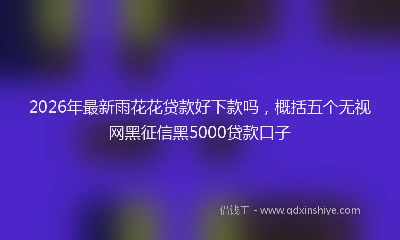 2026年最新雨花花贷款好下款吗，概括五个无视网黑征信黑5000贷款口子