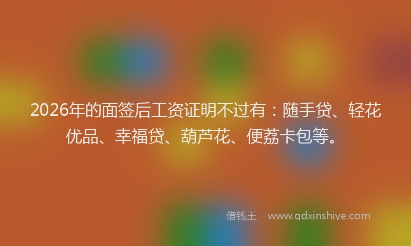 2026年的面签后工资证明不过有：随手贷、轻花优品、幸福贷、葫芦花、便荔卡包等。