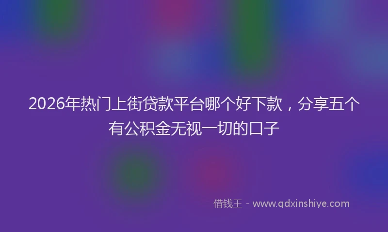 2026年热门上街贷款平台哪个好下款，分享五个有公积金无视一切的口子