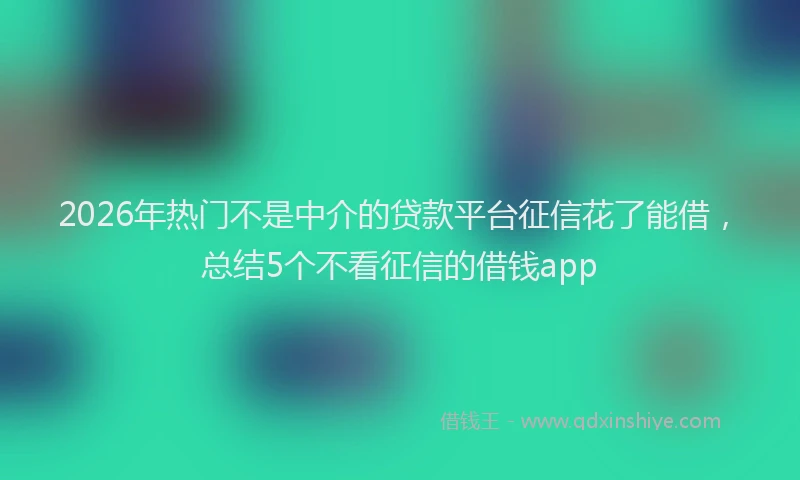 2026年热门不是中介的贷款平台征信花了能借，总结5个不看征信的借钱app