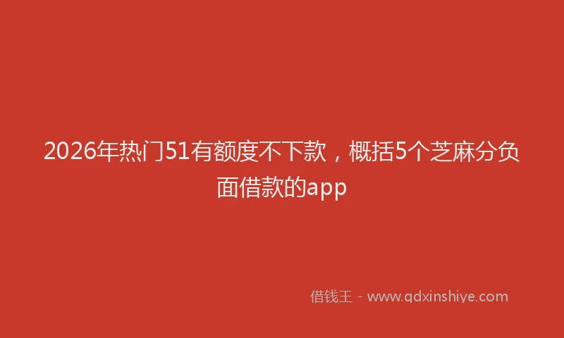 2026年热门51有额度不下款，概括5个芝麻分负面借款的app