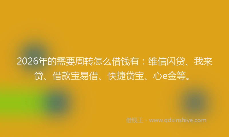 2026年的需要周转怎么借钱有：维信闪贷、我来贷、借款宝易借、快捷贷宝、心e金等。