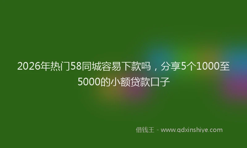 2026年热门58同城容易下款吗，分享5个1000至5000的小额贷款口子