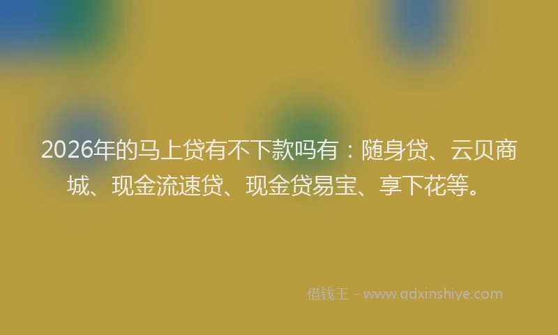 2026年的马上贷有不下款吗有：随身贷、云贝商城、现金流速贷、现金贷易宝、享下花等。