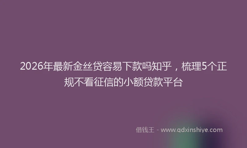 2026年最新金丝贷容易下款吗知乎，梳理5个正规不看征信的小额贷款平台