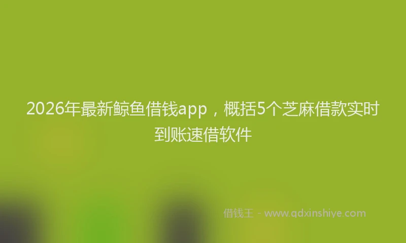 2026年最新鲸鱼借钱app，概括5个芝麻借款实时到账速借软件