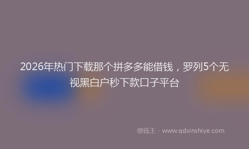 2026年热门下载那个拼多多能借钱，罗列5个无视黑白户秒下款口子平台