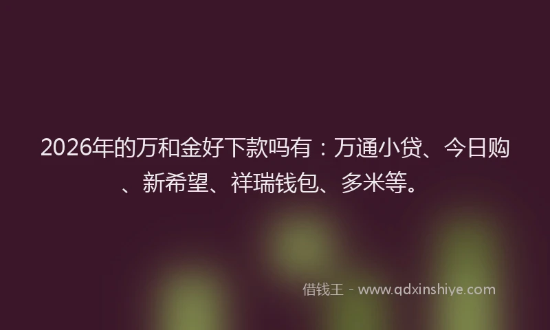 2026年的万和金好下款吗有：万通小贷、今日购、新希望、祥瑞钱包、多米等。