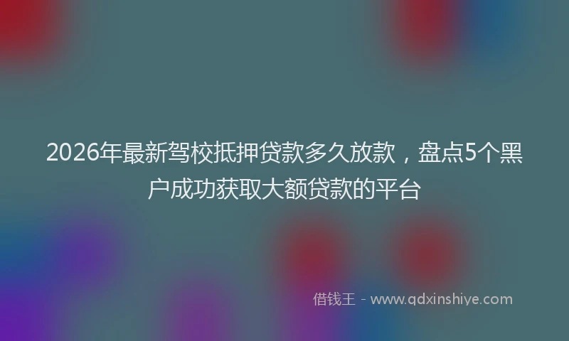 2026年最新驾校抵押贷款多久放款，盘点5个黑户成功获取大额贷款的平台
