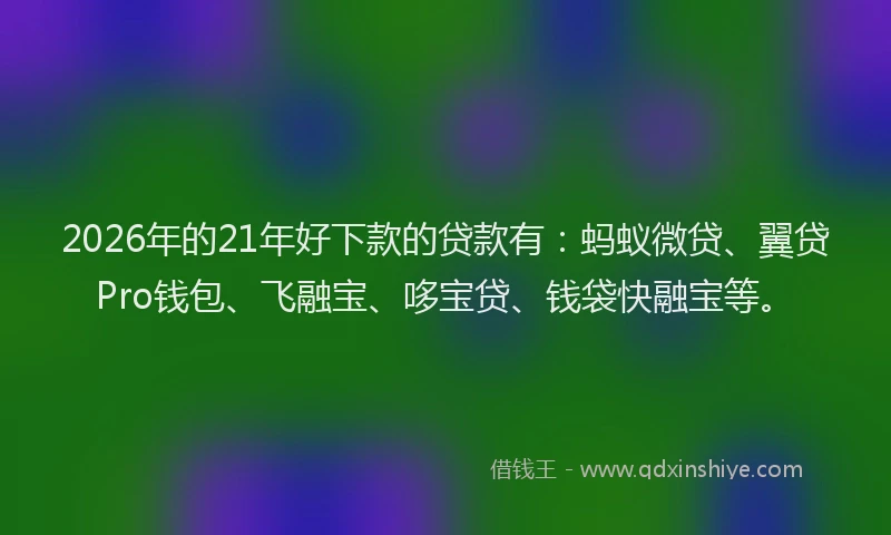 2026年的21年好下款的贷款有：蚂蚁微贷、翼贷Pro钱包、飞融宝、哆宝贷、钱袋快融宝等。