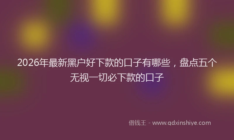 2026年最新黑户好下款的口子有哪些，盘点五个无视一切必下款的口子