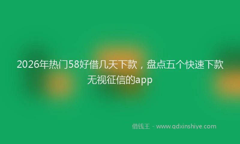 2026年热门58好借几天下款，盘点五个快速下款无视征信的app