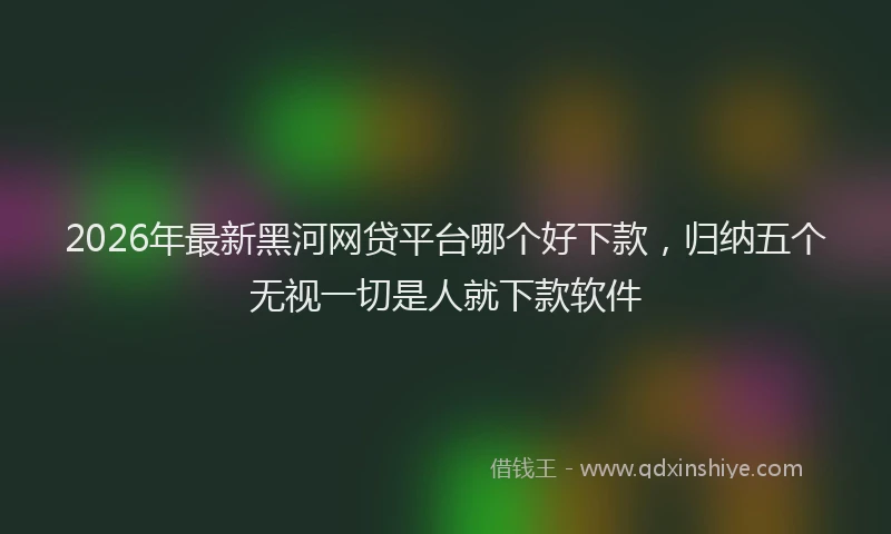 2026年最新黑河网贷平台哪个好下款，归纳五个无视一切是人就下款软件