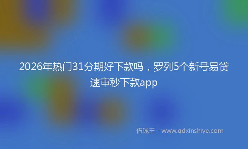 2026年热门31分期好下款吗，罗列5个新号易贷速审秒下款app