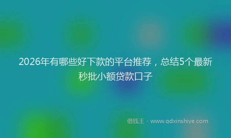 2026年有哪些好下款的平台推荐，总结5个最新秒批小额贷款口子