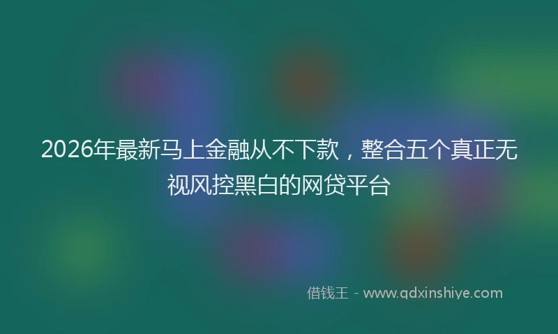 2026年最新马上金融从不下款，整合五个真正无视风控黑白的网贷平台
