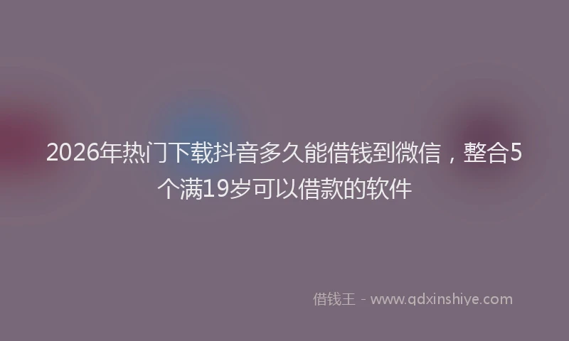 2026年热门下载抖音多久能借钱到微信，整合5个满19岁可以借款的软件