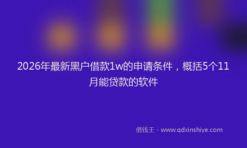 2026年最新黑户借款1w的申请条件，概括5个11月能贷款的软件