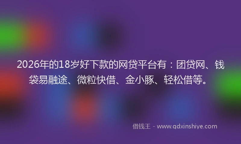 2026年的18岁好下款的网贷平台有：团贷网、钱袋易融途、微粒快借、金小豚、轻松借等。