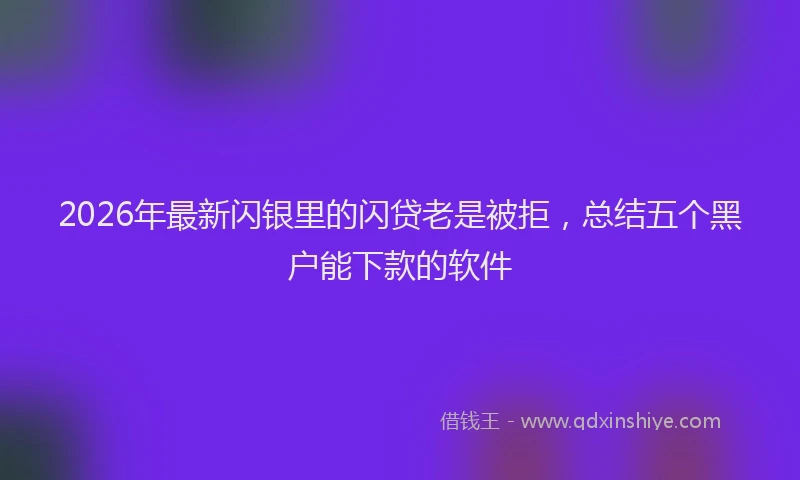 2026年最新闪银里的闪贷老是被拒，总结五个黑户能下款的软件