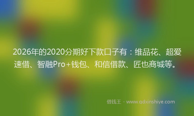 2026年的2020分期好下款口子有：维品花、超爱速借、智融Pro+钱包、和信借款、匠也商城等。