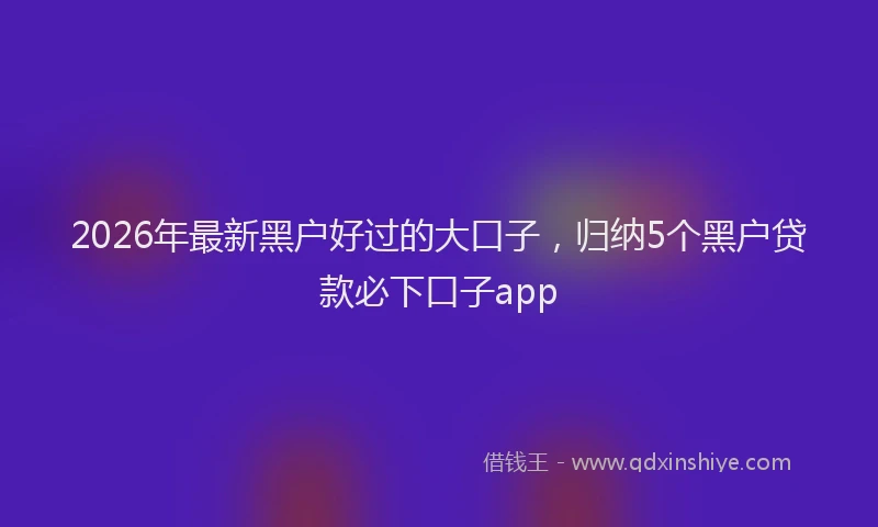 2026年最新黑户好过的大口子，归纳5个黑户贷款必下口子app