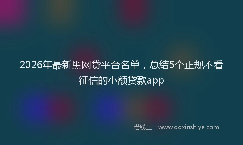 2026年最新黑网贷平台名单，总结5个正规不看征信的小额贷款app