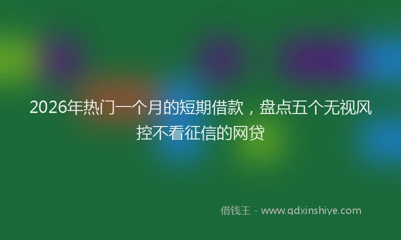 2026年热门一个月的短期借款，盘点五个无视风控不看征信的网贷