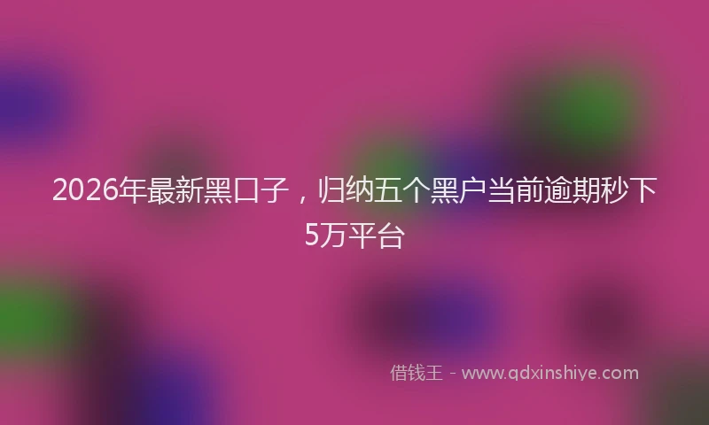 2026年最新黑口子，归纳五个黑户当前逾期秒下5万平台